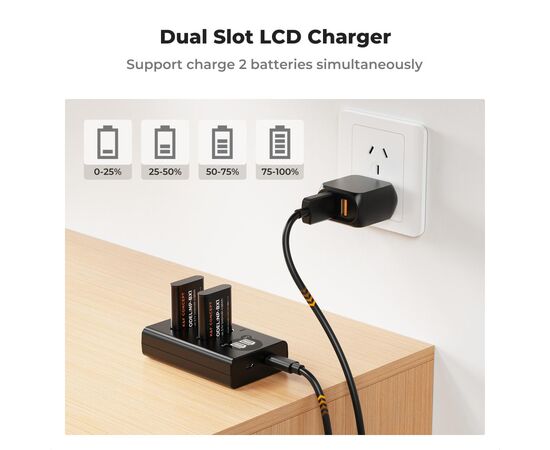 K&F CONCEPT Kit 2 Baterias NP-BX1 1240mAh com Carregador Duplo