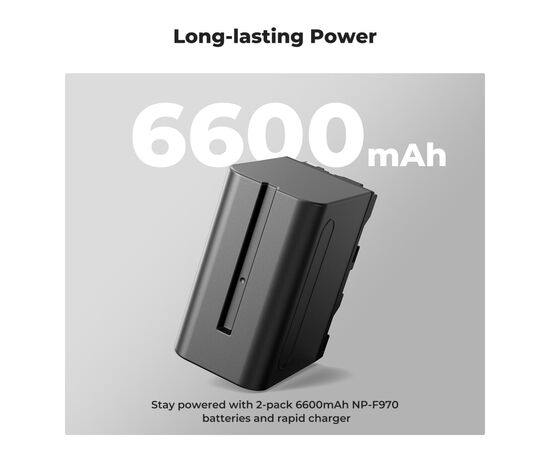 K&F CONCEPT Kit Carregador Duplo + 2 Baterias NP-F970 6600mAh