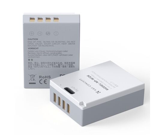K&F CONCEPT Bateria com Carregamento USB-C NP-W126S 1050mAh
