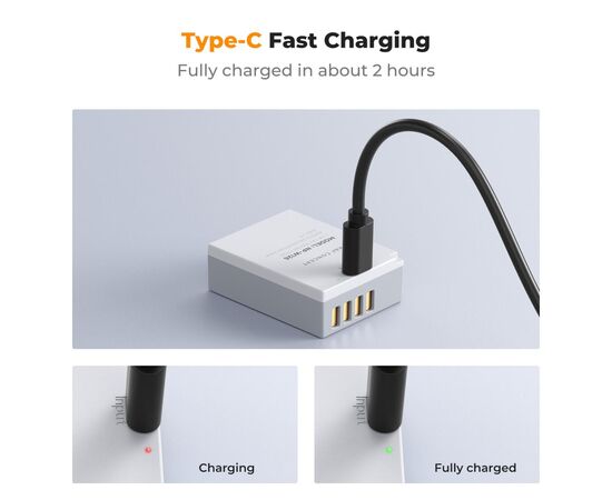 K&F CONCEPT Bateria com Carregamento USB-C NP-W126S 1050mAh