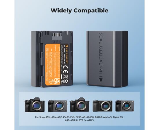 K&F CONCEPT Kit 2 Baterias NP-FZ100 2600mAh com Carregador Duplo