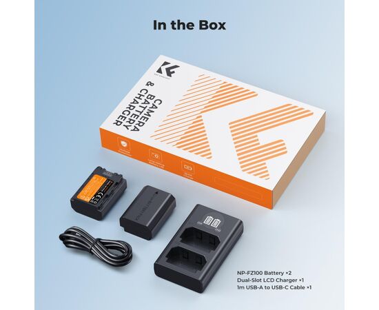 K&F CONCEPT Kit 2 Baterias NP-FZ100 2600mAh com Carregador Duplo