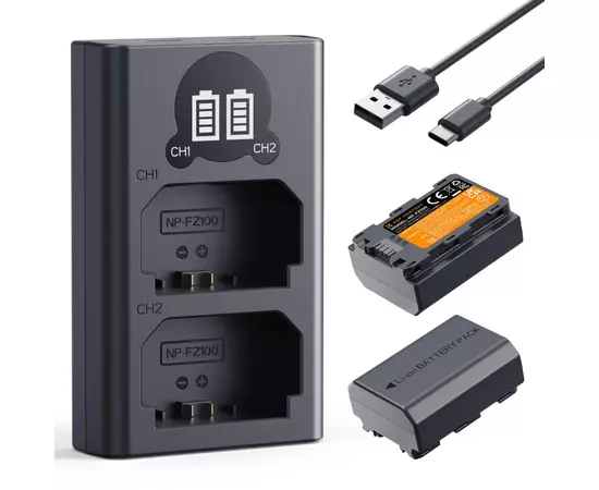 K&F CONCEPT Kit 2 Baterias NP-FZ100 2600mAh com Carregador Duplo