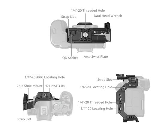 SMALLRIG 5953 HawkLock Quick Release Half Cage para Canon EOS R6 Mark III / R6 Mark II / R5 Mark II