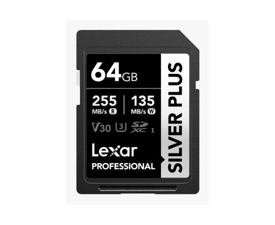 LEXAR Professional SDXC Silver Plus 255MB/s U3 UHS-I 4K - 64GB