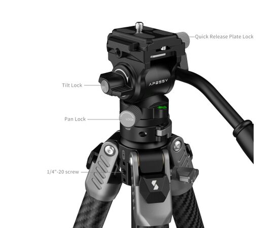 SMALLRIG 5477 Tripé portátil de fibra de carbono para vídeo AP255Pro