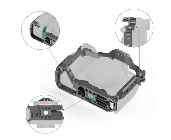 SMALLRIG 4538 Kit de Cage + Punho Superior HawkLock para Sony Alpha 7R V / Alpha 7 IV / Alpha 7S III