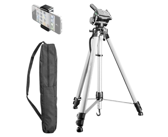 WALIMEX Tripé de Fotografia WT-3530 + Suporte de Smartphone - Prata