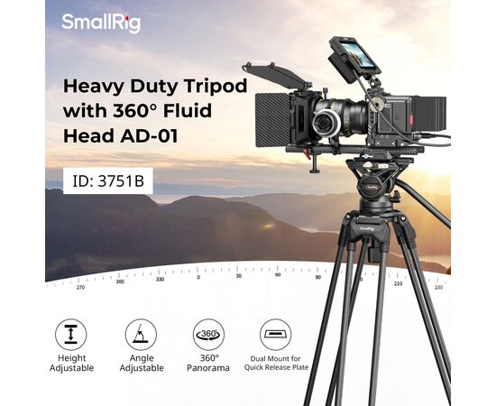 SMALLRIG 3751B Tripé de Vídeo AD-01 com Cabeça Fluída