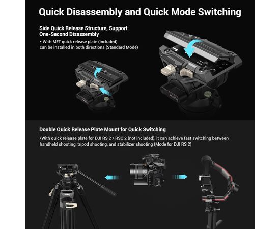 SMALLRIG 3751B Tripé de Vídeo AD-01 com Cabeça Fluída