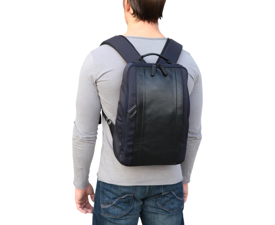 ARTISAN&ARTIST Mochila de Couro RR4-06C - Azul Marinho
