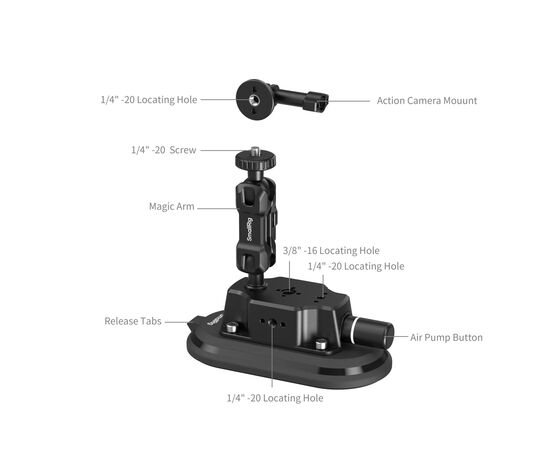 SMALLRIG 5842 Suporte de Ventosa para Carros para Action Cams