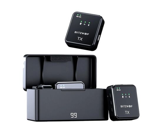 BLITZWOLF Microfone Wireless BW-SX63 (2TX + 1RX + CX)