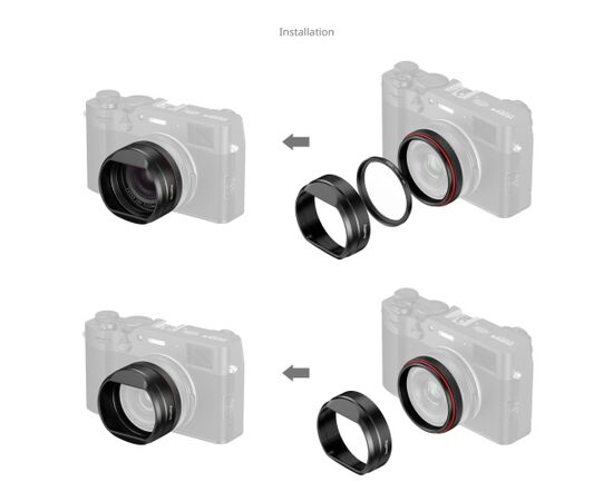 SMALLRIG 5850 Kit de Filtro UV + Pára-sol para Fujifilm X100V / X100VI - Preto
