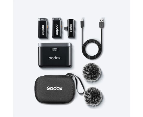 GODOX Microfone de Lapela Wireless WES USB-C (2TX+1RX)