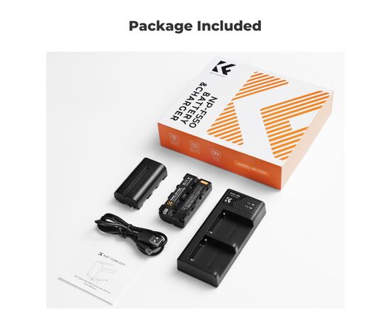 K&F CONCEPT KF28.0046 Kit Carregador Duplo USB-C + 2 Baterias NP-F550