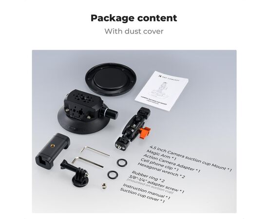 K&F CONCEPT Braço mágico com Ventosa para Action Cams