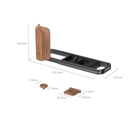 SMALLRIG 5985 L-Bracket com Punho de Madeira para Fujifilm X-E5 - Rosewood/Preto