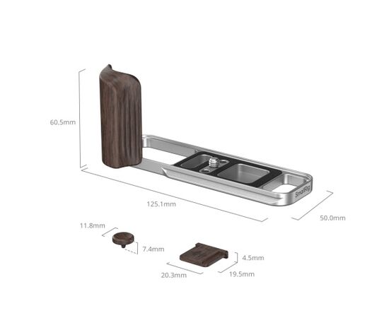 SMALLRIG 6236 L-Bracket com Punho de Madeira para Fujifilm X-E5 - Ebony/Prata