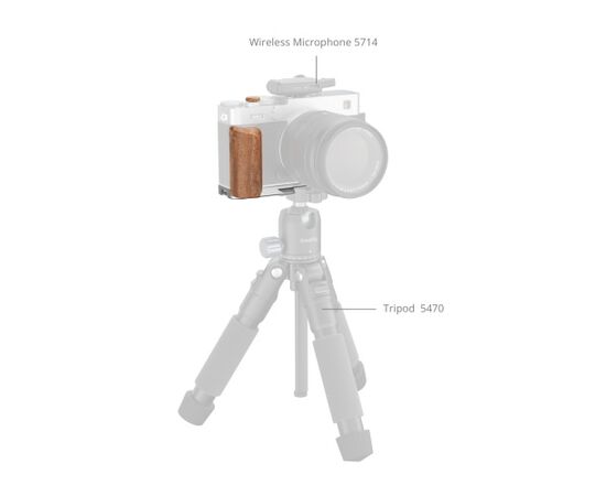 SMALLRIG 5984 L-Bracket com Punho de Madeira para Fujifilm X-E5 - Rosewood/Prata