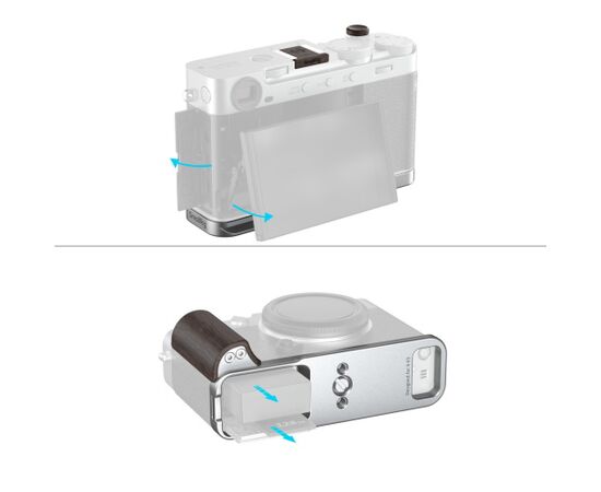 SMALLRIG 6236 L-Bracket com Punho de Madeira para Fujifilm X-E5 - Ebony/Prata
