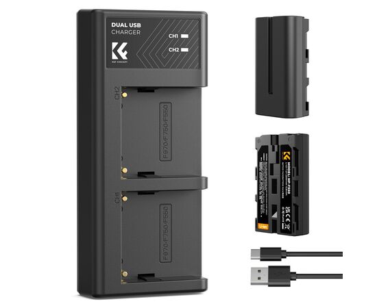 K&F CONCEPT KF28.0046 Kit Carregador Duplo USB-C + 2 Baterias NP-F550