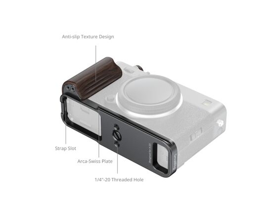 SMALLRIG 6237 L-Bracket com Punho de Madeira para Fujifilm X-E5 - Ebony/Preto