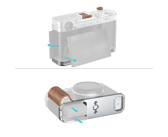 SMALLRIG 5984 L-Bracket com Punho de Madeira para Fujifilm X-E5 - Rosewood/Prata