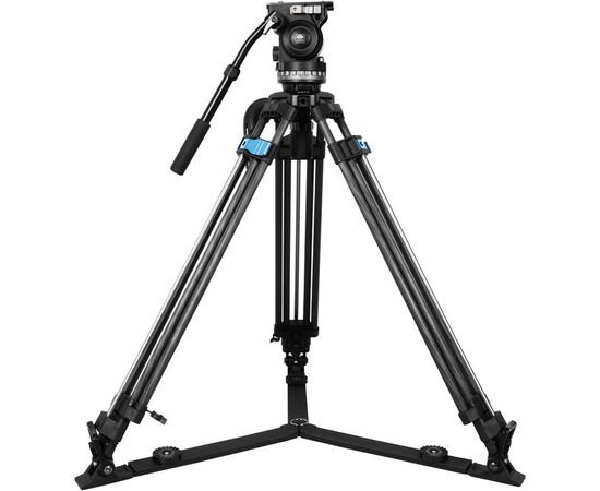 SIRUI Tripé de Carbono SQ75 com Cabeça de Fluida VHS-10 + Mid-Level Spreader SV-FM