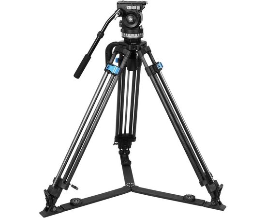 SIRUI Tripé de Carbono SQ75 com Cabeça de Fluida VHS-10 + Mid-Level Spreader SV-FM
