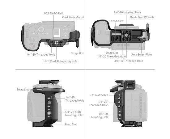 SMALLRIG 6372 Cage HawkLock Quick-Release Canon EOS R6 V