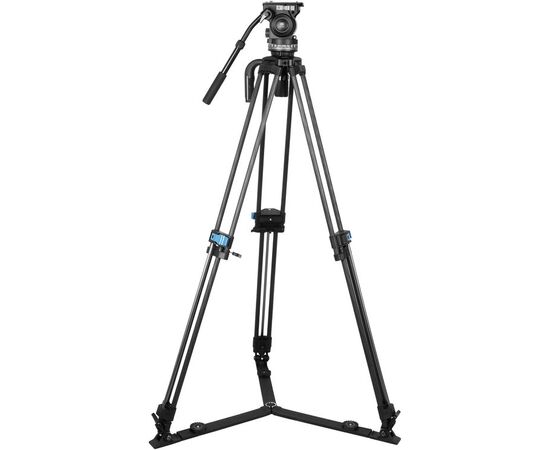 SIRUI Tripé de Carbono SQ75 com Cabeça de Fluida VHS-10 + Mid-Level Spreader SV-FM