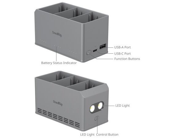 SMALLRIG 6502 Hub de Carregamento para Baterias DJI Mini 3/4/5 Pro 100W