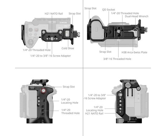 SMALLRIG 6778 Kit Cage HawkLock com Punho Superior Sony FX5