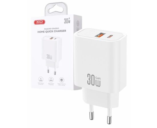 XO Carregador Duplo USB-A + USB-C PD 30W
