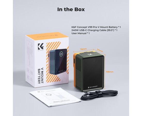 K&F CONCEPT Bateria V-Mount USB-C Fast Charging PD100W 99Wh - Verde