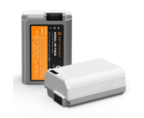 K&F CONCEPT 2 Baterias com carregamento Tipo C NP-FW50 1100mAh