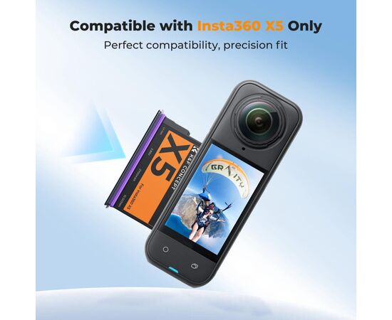 K&F CONCEPT Kit 2 Baterias 2700mAh e Estojo Carregador Insta360 X5 PD20W Tela LCD