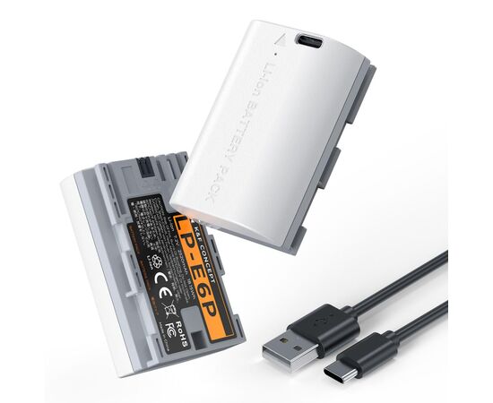 K&F CONCEPT KIT 2 Baterias LP-E6P USB-C 2520mAh
