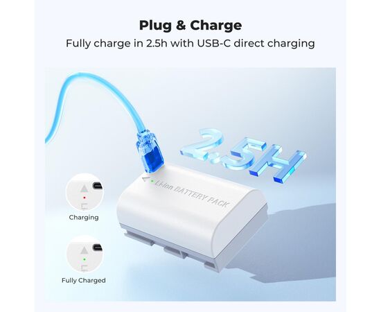 K&F CONCEPT KIT 2 Baterias LP-E6P USB-C 2520mAh