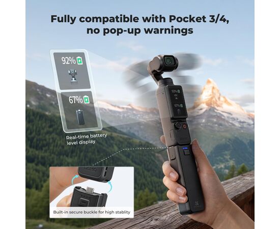K&F CONCEPT Bateria/Punho 5000mAh Osmo Pocket 4/3