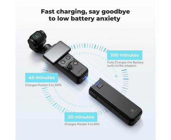 K&F CONCEPT Bateria/Punho 5000mAh Osmo Pocket 4/3