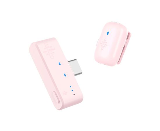 LUUCCO Kit 2 Microfones de Lapela Wireless MiniPods K2 USB-C - Rosa