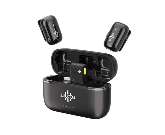 LUUCCO Kit 2 Microfones de Lapela Wireless MiniPods K2 USB-C - Preto