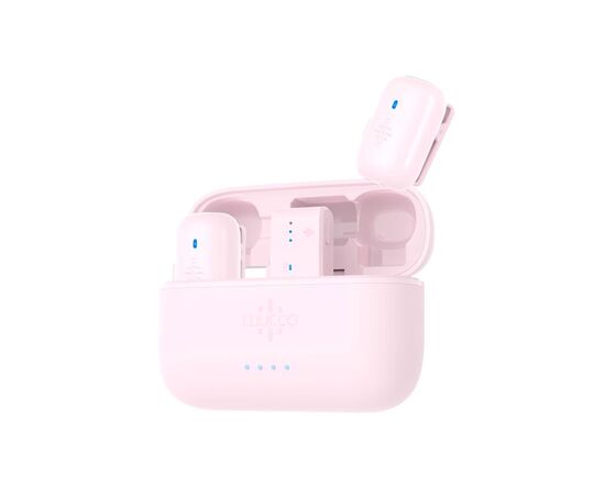 LUUCCO Kit 2 Microfones de Lapela Wireless MiniPods K2 USB-C - Rosa