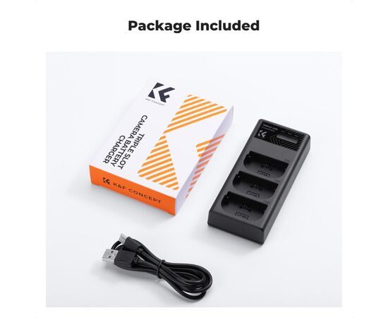 K&F CONCEPT Carregador Triplo para Baterias Canon LP-E6NH