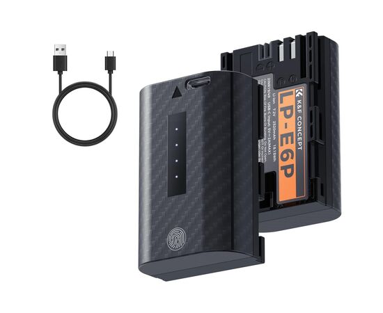 K&F CONCEPT Kit Duplo Baterias LP-E6P com USB-C 2520mAh