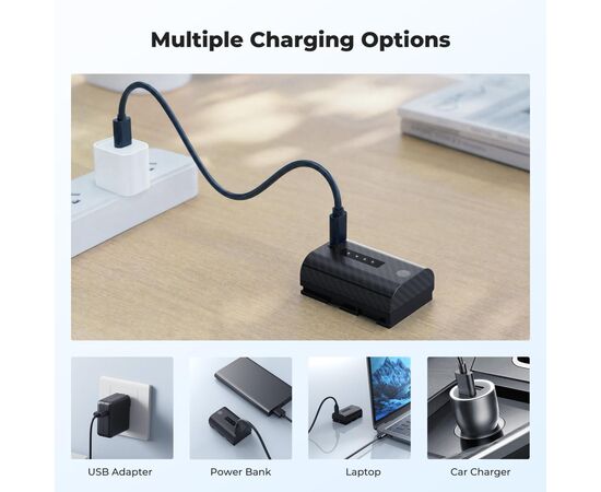 K&F CONCEPT Kit Duplo Baterias LP-E6P com USB-C 2520mAh
