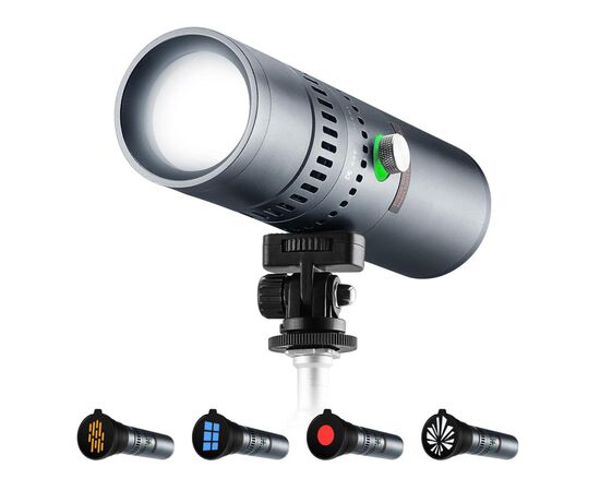 K&F CONCEPT Kit Iluminador LED Portátil + 20 Gobos SP25C 25W - Cinza