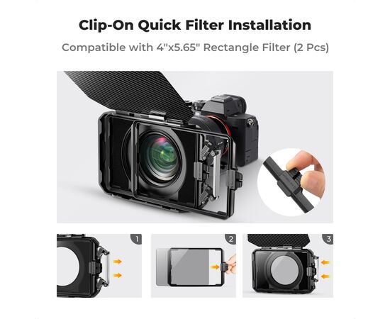 K&F CONCEPT Kit Matte Box + 2 Filtros Quadrados ND4 + ND32
